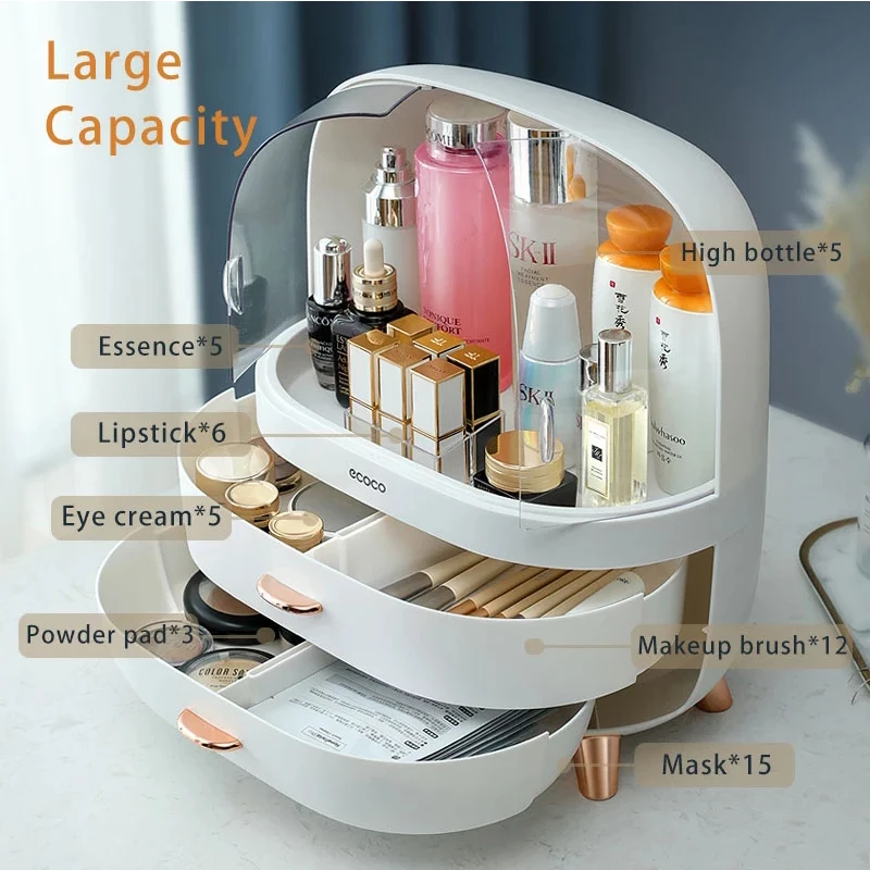 

Large Capacity Cosmetic Storage Box Makeup Drawer Organizer Jewelry Nail Polish Makeup Container Desktop Sundries Storage Boxs