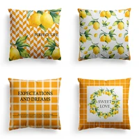 yellow lemon print cushion cover nordic style polyester pillowcase simple sofa cushion cover for home decoration cars 18inx18in