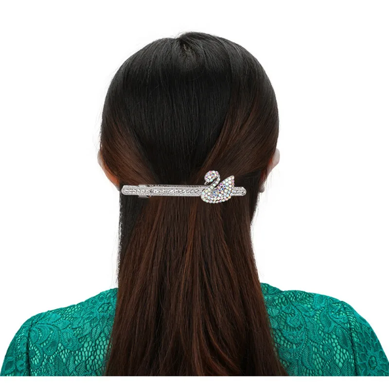 

Elegant Retro Hairpin Female Korean Swan Horizontal Hair Clip Alloy Rhinestone Headwear