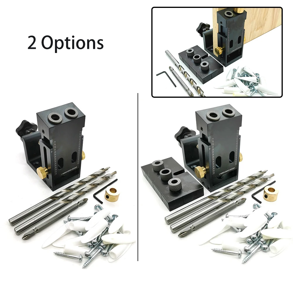 

Woodworking Pocket Jig Drill Guider Hole Jig Kit Oblique Drill Angle Hole 9mm Step Drilling Bit Set