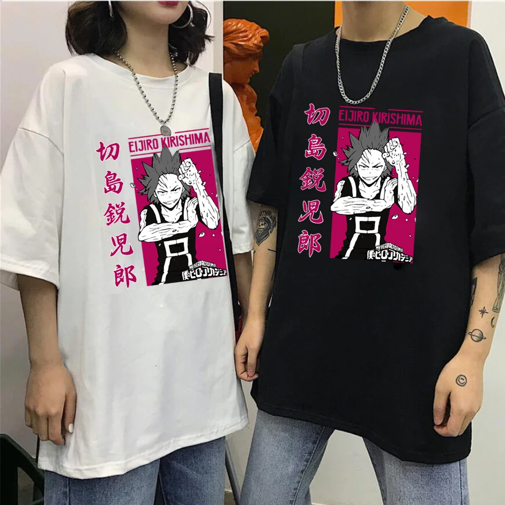 Harajuku с героями из мультфильма «Мой герой Футболка женская Eijiro, смешные футболки с персонажами из аниме, пара топы, футболки