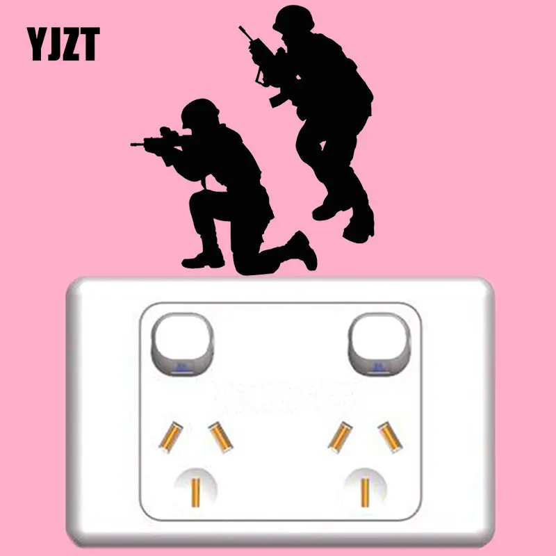 

YJZT Military War Soldiers Weapons Men Army Switch Decal Cartoon Fashion Wall Vinyl Wall Sticker S18-0063
