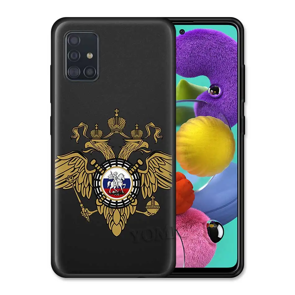 

Russia Coat of Arms Eagle Flag Case for Samsung Galaxy A51 A71 A50 A21s S20 FE S21 Ultra A31 A10 A20e A41 A70 Black Soft Cover