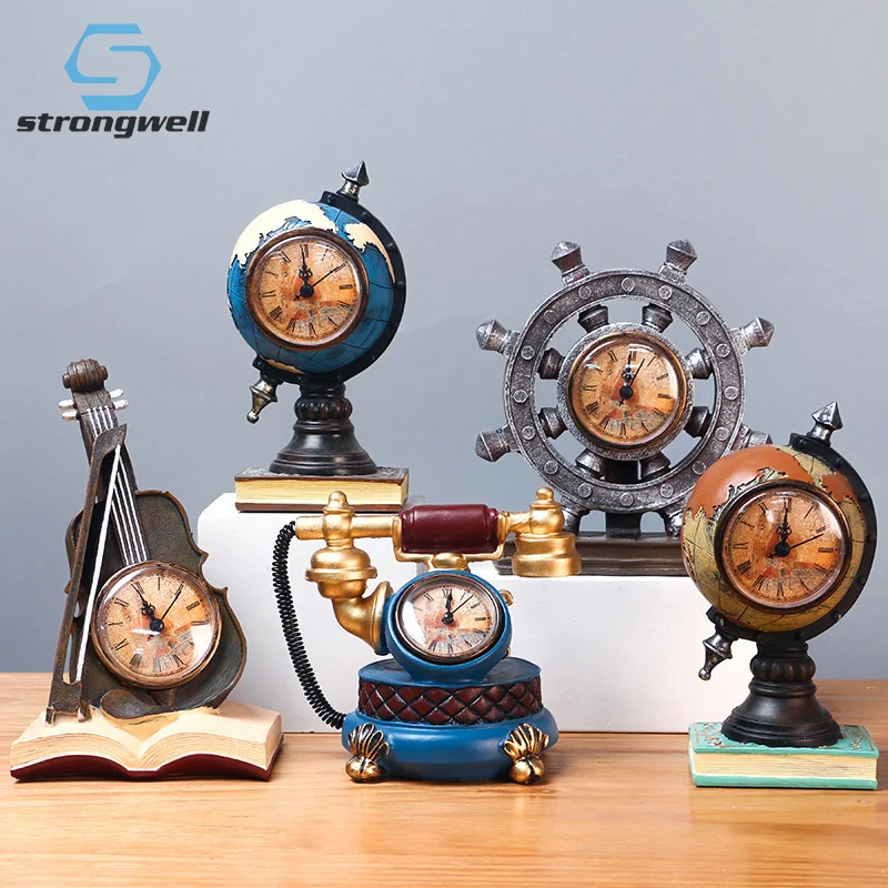 

Европейский музыкальный инструмент Strongwell, часы, модель, украшения, винтажные креативные ремесла, украшение для дома, подарок на день рожден...