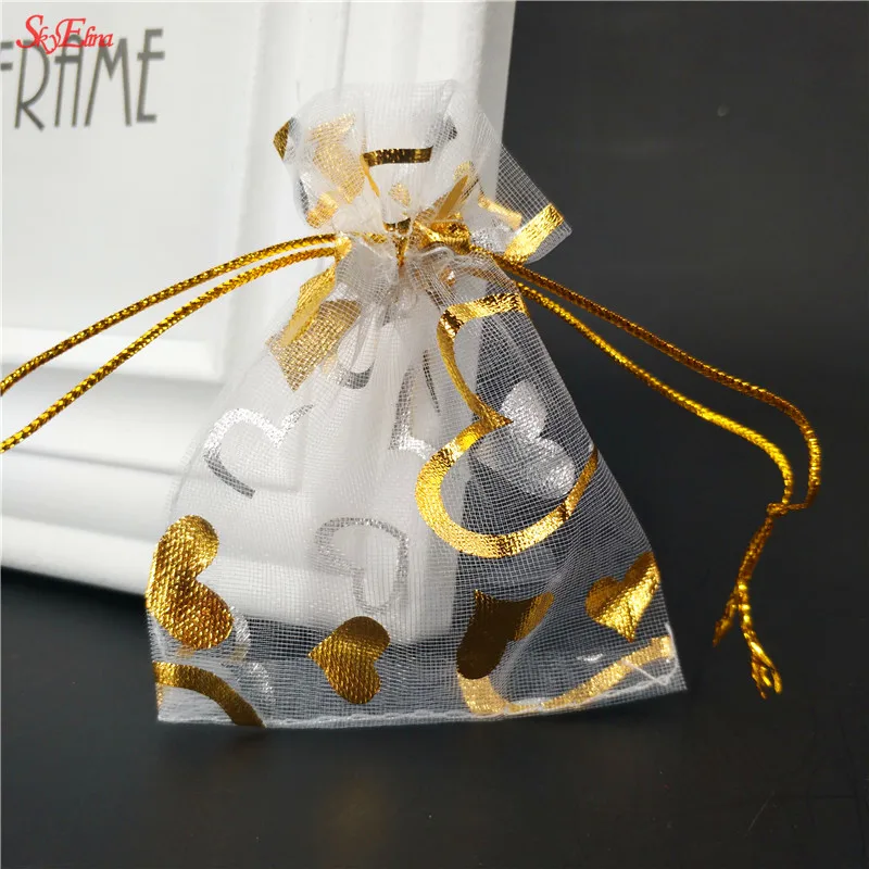 50 шт. Сумка из органзы с узором в форме сердца свадебный подарочный мешочек