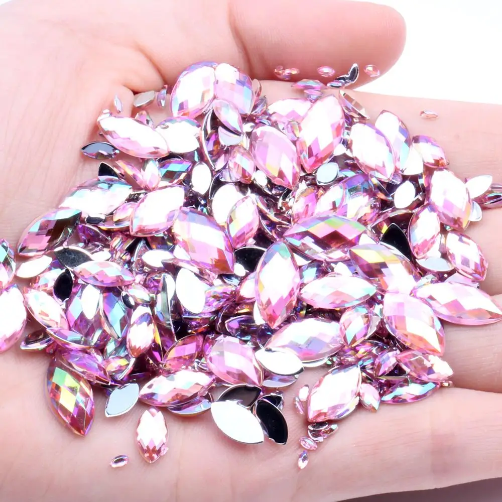08light pink 100pcs Акриловые DIY драгоценные камни 4x8 мм 100 шт Плоские с оборота маркизы земли граненые AB цвета, акриловые стразы высокий Блестящий декор для ногтей украшения - Цвет: 08light pink 100pcs