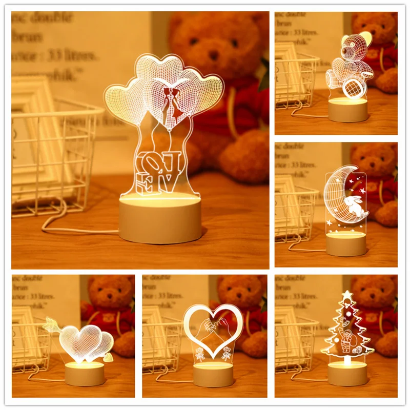 

Romantic Love 3D Lamp Heart Balloon Acrylic LED Night Light Decorative Table Lamp Valentine's Day Wife's Gift Wedding Decoration