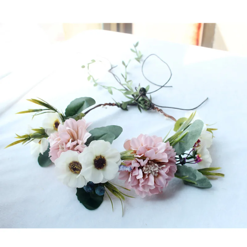 

Chrysanthemum flower Wreath Hairband wedding bridal headdress Flower Hair Accessories wedding Crown garlands Girl's headband