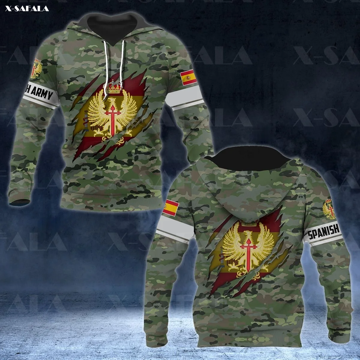 

SPANISH ARMY Camo Veteran Eagle Military 3D Print Zipper Hoodie Man Pullover Sweatshirt Hooded Jacket Jersey Tracksuits