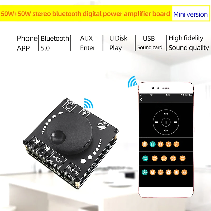 

XY-AP50L audio amplifier board 50W*2 stereo bluetooth digital power amplifier board 12V/24V