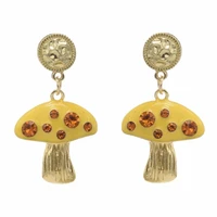2021 trendy golden alloy mushroom crystal earrings for women simple personality creative poison mushroom earrings jewelry gift