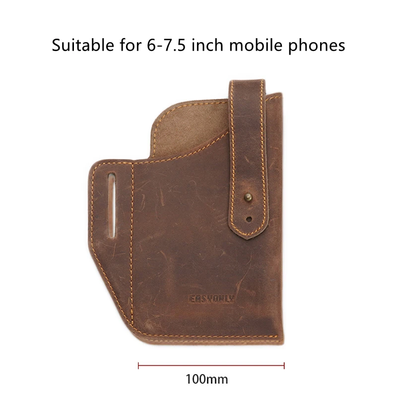 Fanny Waist Bag Men Genuine Leather Belt Bum Leg Hip Packs for Men 6-7.5inch Cell Phone Cigarette Lighter Box Case Outdoor Pouch