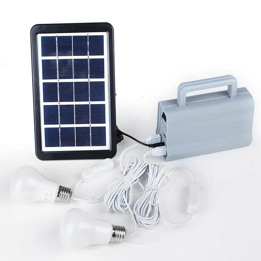 

Solar Power Panel Generator bluetooth MP3 Radio USB Charger Home System Storage Generator with 2 LED Bulbs Light Outdoor Charger