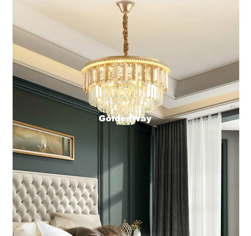 

Новый современный D50cm светодиодный подвесной светильник с кристаллами 5L светильник AC90 V-240V столовая современный короткий современный ресто...