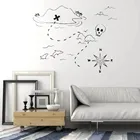 Наклейки виниловые на стену с изображением пиратского корабля и Карты Сокровищ для детской комнаты