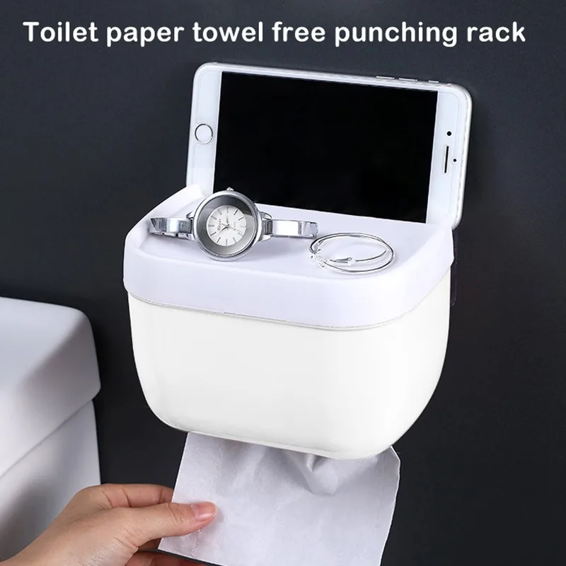 

Punch-free Toilet Paper Holder box Home Tissue Storage Shelves Waterproof Phone Storage Rack Toilet holder Bathroom accessories