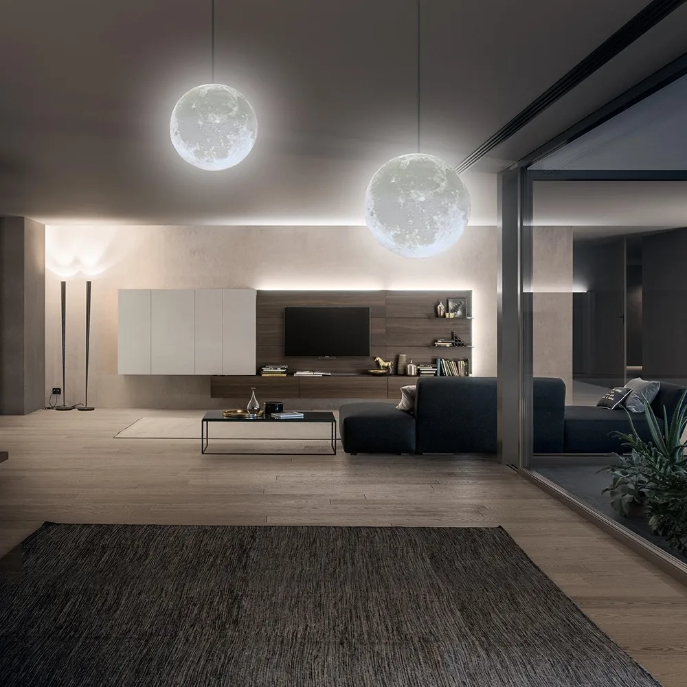 Artpad скандинавский подвесной светильник с 3D-принтом Луны шар современный простой