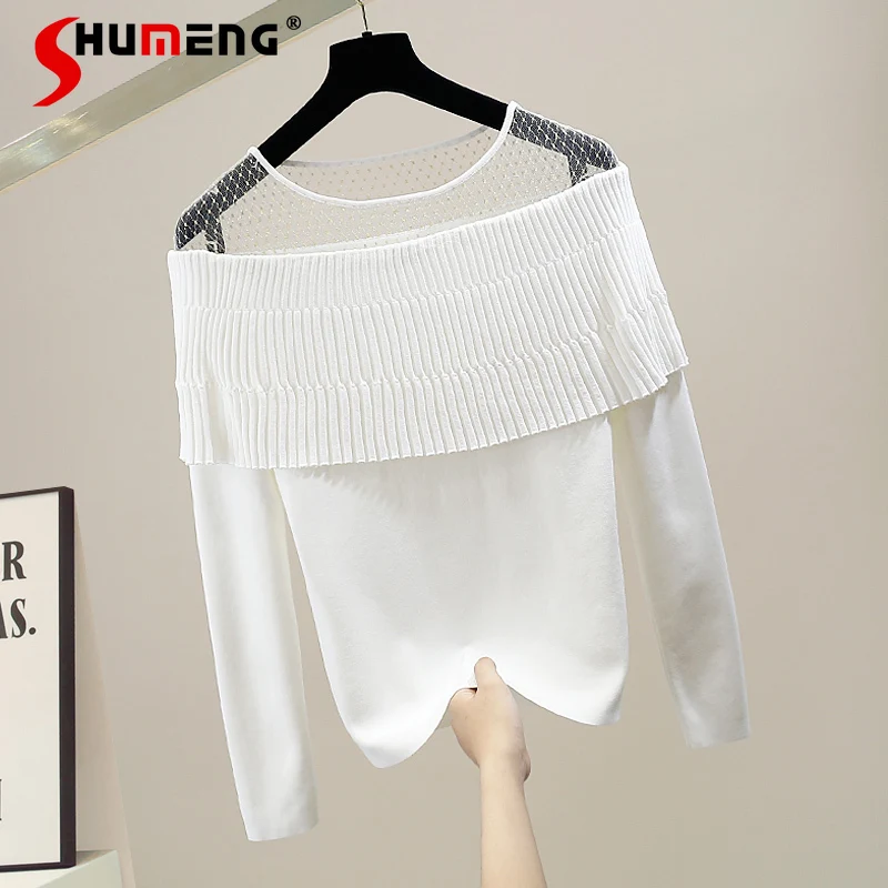 

Женская Сетчатая футболка, элегантная Приталенная футболка с круглым вырезом и длинными рукавами, осень 2021