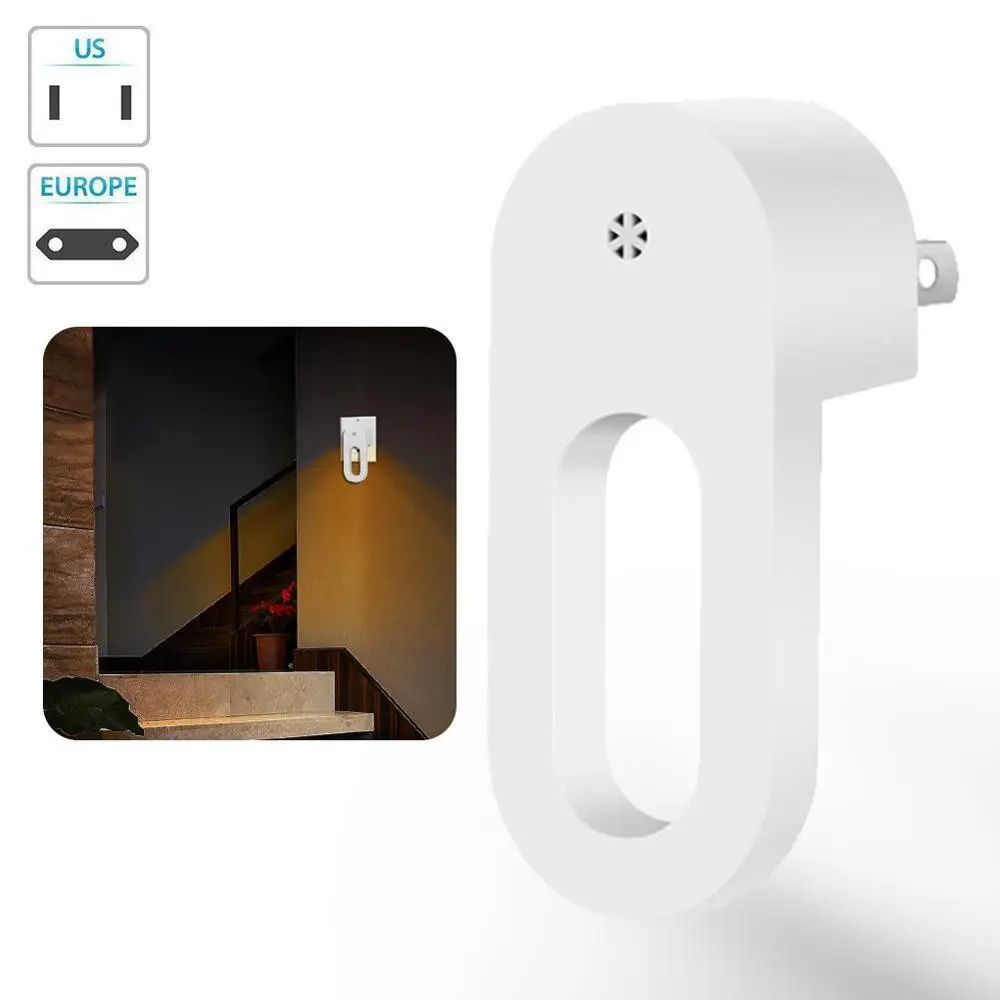 Умный светодиодный оптический датчик ночник Настенный штекер теплый белый для