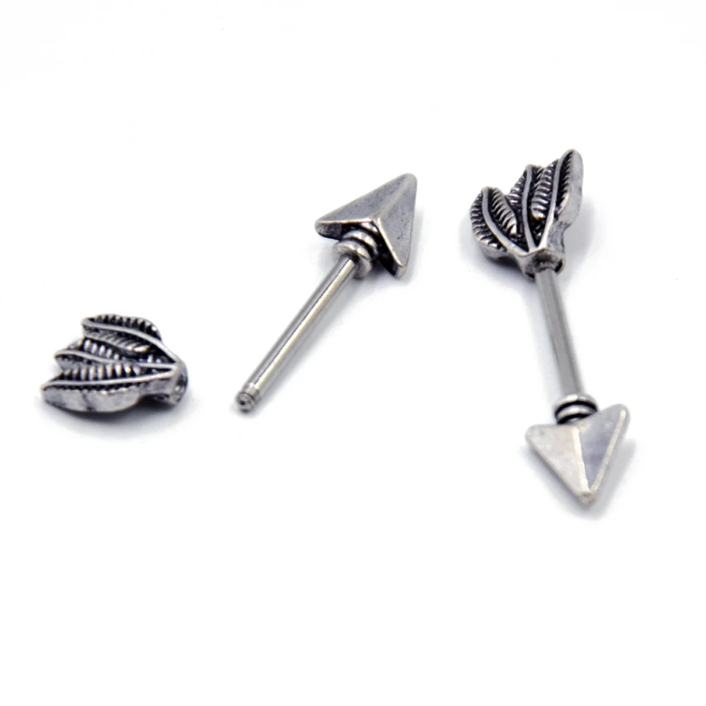 1 пара 316L хирургическая сталь Винтаж стрела перо штанги пирсинг для соска щит