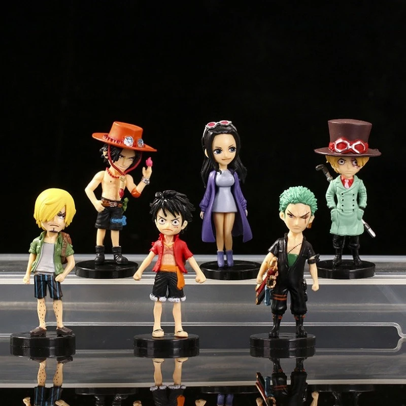 

6pcs/Set Anime Figure One Piece Figures Luffy Ace Sabo Zoro Sanji Robin Doll Toy Model Decoration Christmas Gift Birthday Toy