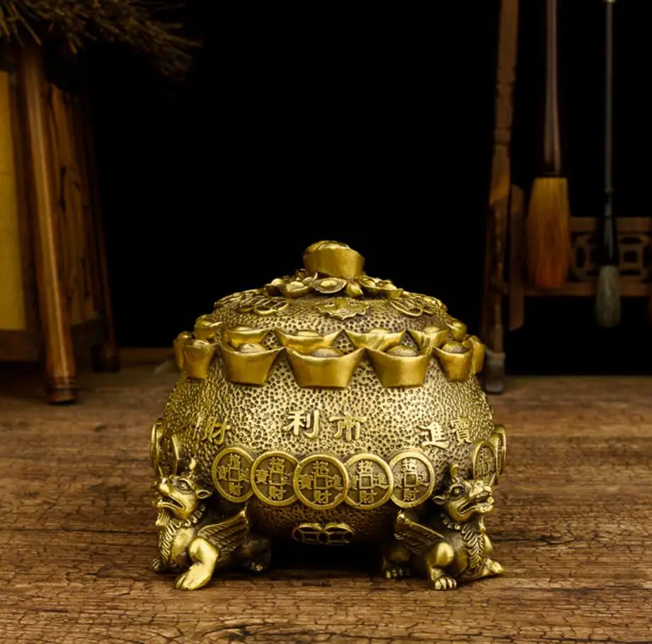 Медь статуя горшок с сокровищами украшения чистый fortune ТВ шкаф домашний декор