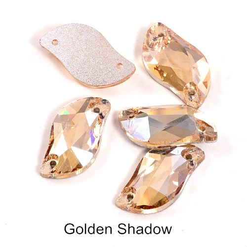 Golden Shadow Горячее предложение! Распродажа! 3 размера красный S лист формы пришить стразы с отверстиями Flatback Стеклянные стразы шьют-на Стразы для шитья одежды B0176 - Цвет: Golden Shadow