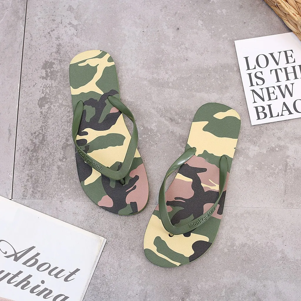 Шлепанцы женские камуфляжные пляжные сандалии повседневная обувь в стиле