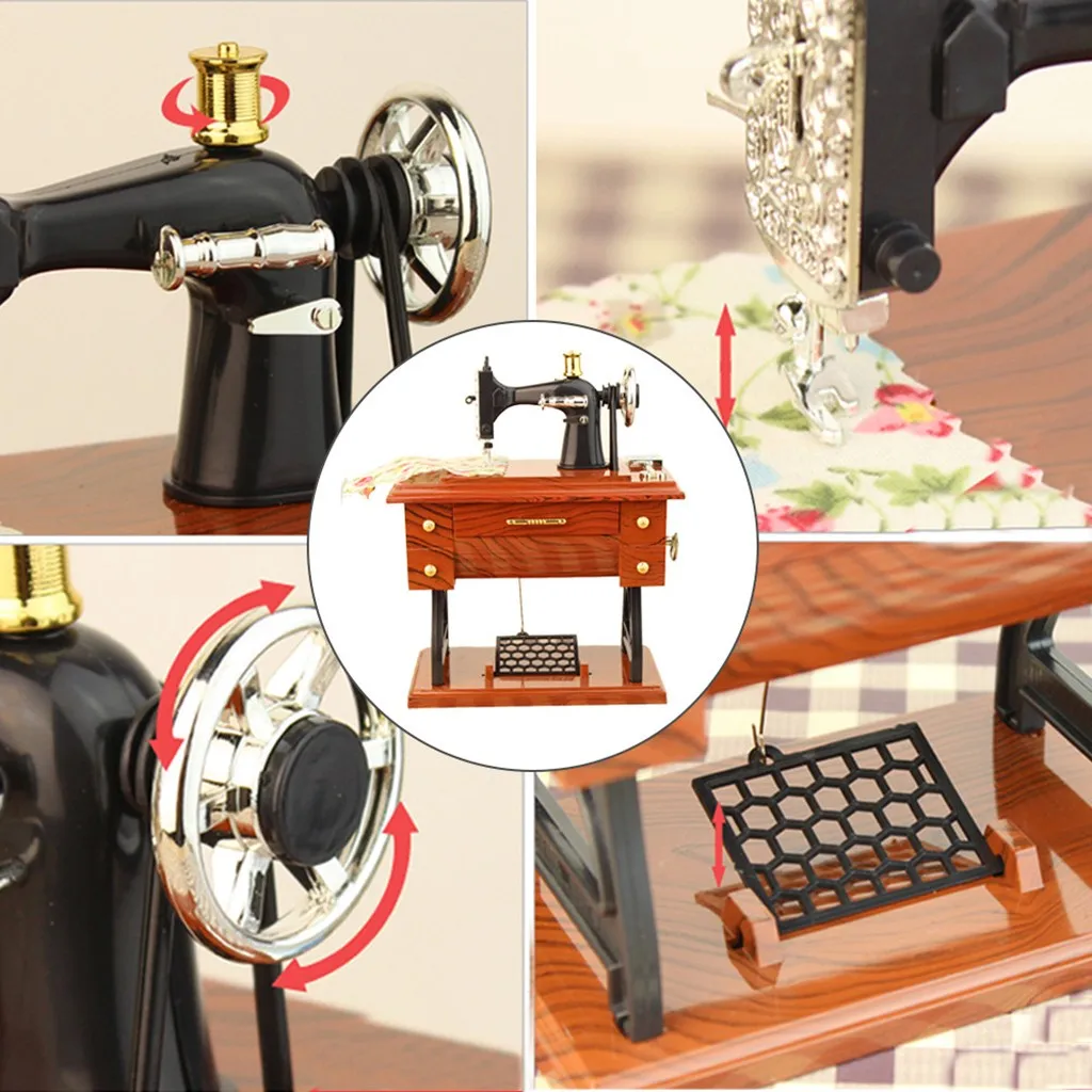 1 шт. винтажная мини-швейная машина с замком музыкальная шкатулка детская игрушка