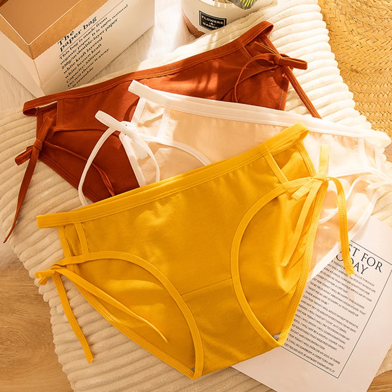 

2021 NEW Women Underwaer Cotton Sexy Lace Up Straps Hollow Out Waist Design Briefs Graphene Breathable Comfortable Lingerie