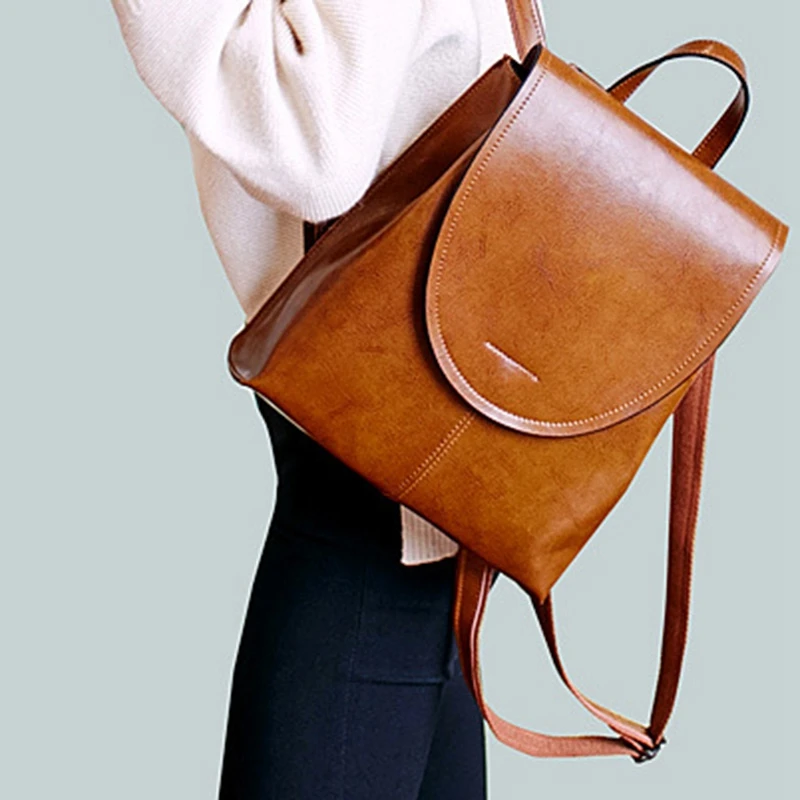 Кожаный женский рюкзак ретро кожаный коричневый | Багаж и сумки