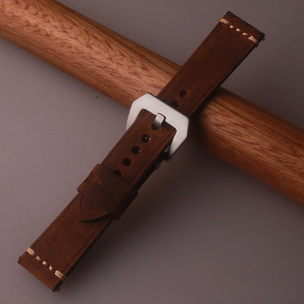 

22mm Dark BrownCrazy Horse Genuine Leather Strap For Samsung Galaxy Watch 46mm Gear S3 Frontier Classic Quick Release Watchband