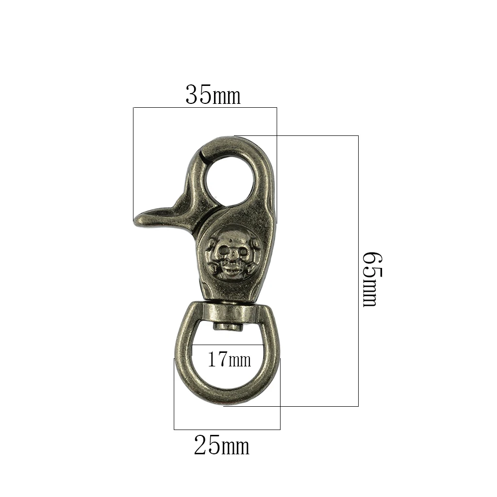 

2pcs Antique Silver Skull Snap Swivel Trigger Hooks Clips for keychain Climbing Accessories