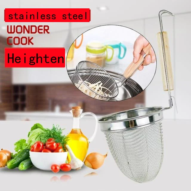 Из нержавеющей стали с деревянной ручкой жарочная Корзина Фильтр пельмени лапша