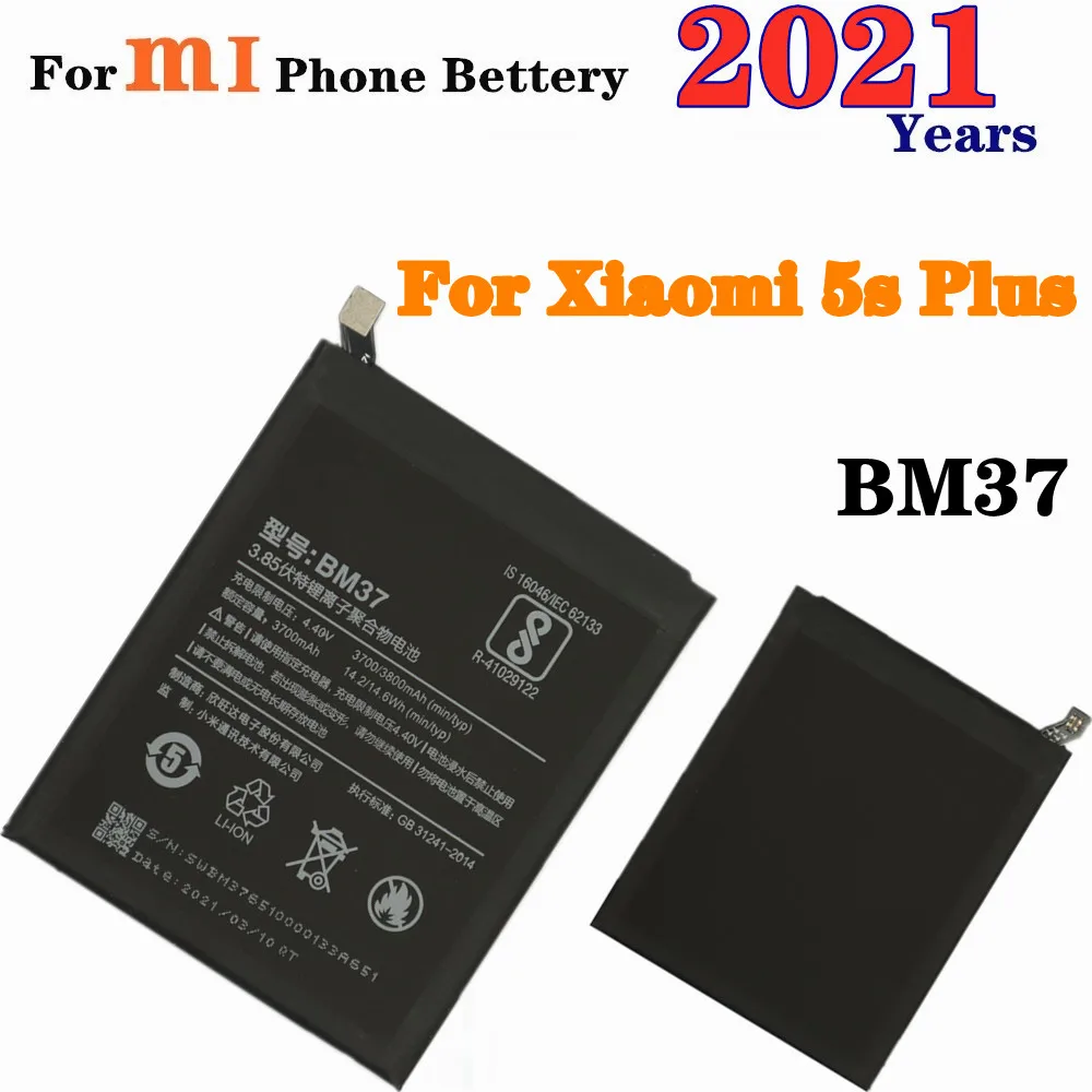 

Батарея BM37 на 2021 года для Xiaomi Mi 5S Plus MI5S Plus, батарея для телефона, 3800 мАч, полимерные сменные батареи