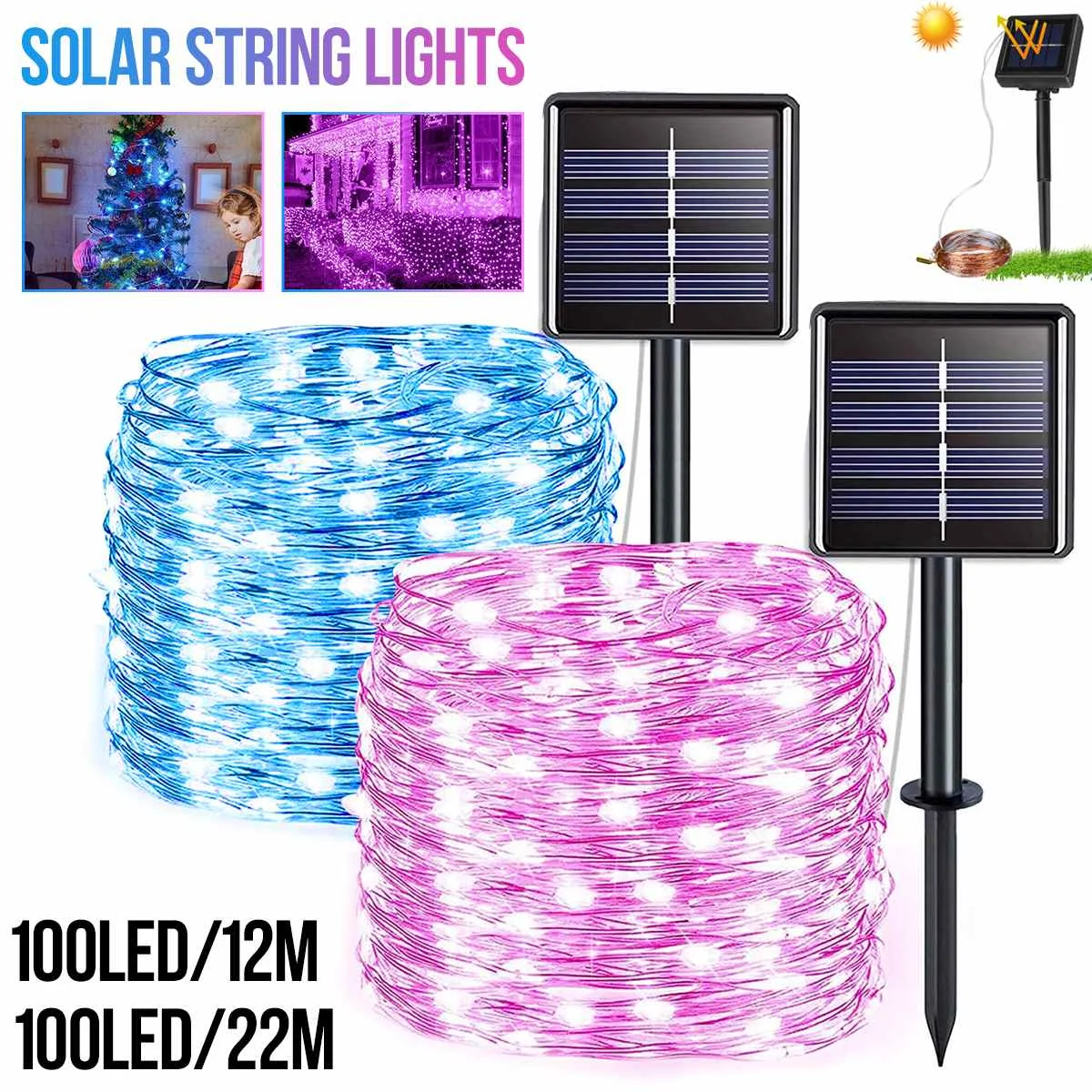 

200LED 100LED LED Solar Light Outdoor Lamp String Lights For Holiday Christmas Party Waterproof Fairy Lights Garden Garland