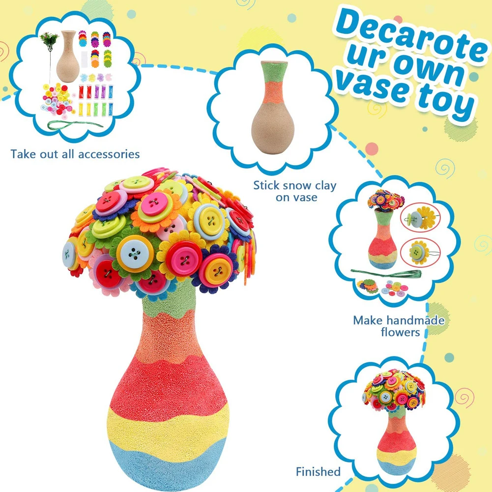 

Childrens Craft Kit DIY Vase With Button Bouquet Felt Flowers For Boys Girls DIY Vase With Flowers Vase Flowers Home Decoration