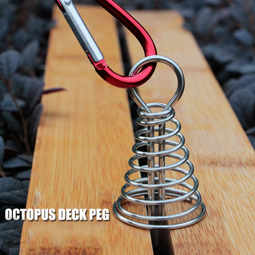 

10pcs Aluminum Alloy Plank Floor Spring Nails Windproof Adjustment Portable Outdoor Awning Tent Fixed Hook Buckle