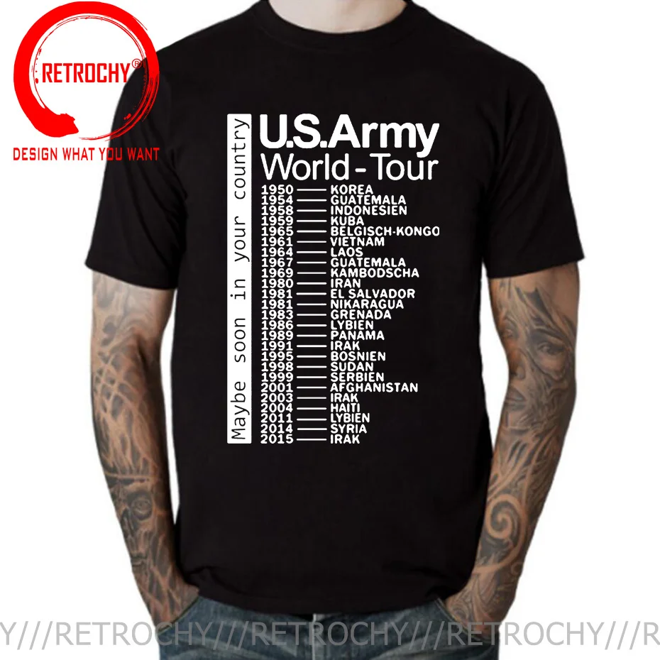 

The US Army World Tour concert military black white T-shirt Man Star Loose Cotton T shirt Alpha America Size Short Sleeve tshirt