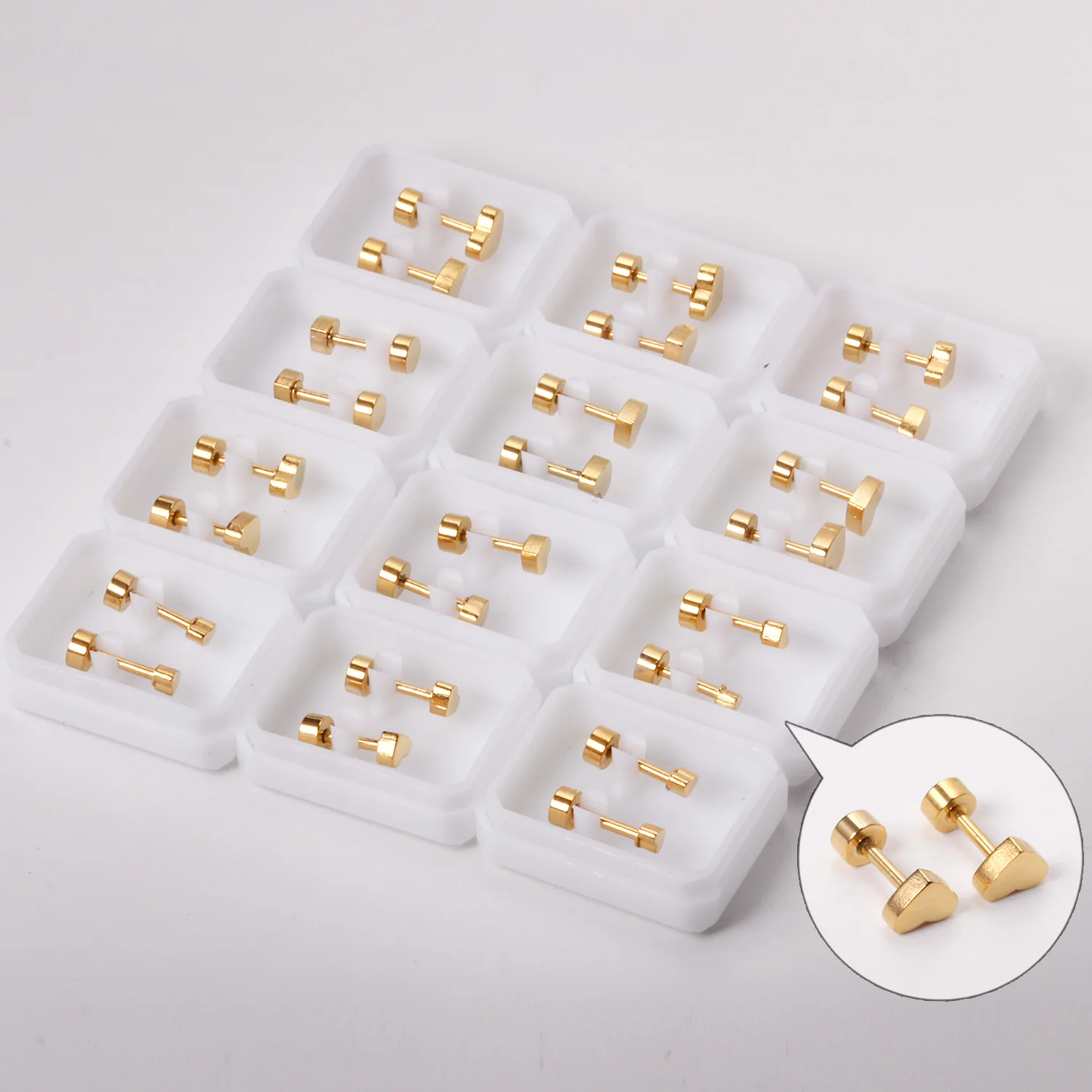 

LUXUKISSKIDS 12Pairs/Lot Cute Heart Shape 6.0mm Screw Stud Earrings For Women Girls Anti-allergy Earrings Trendy Jewelry Present
