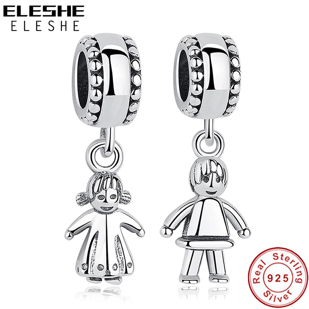 ELESHE новый 100% 925 пробы серебряная пара маленькая девочка & Подвеска для мальчика