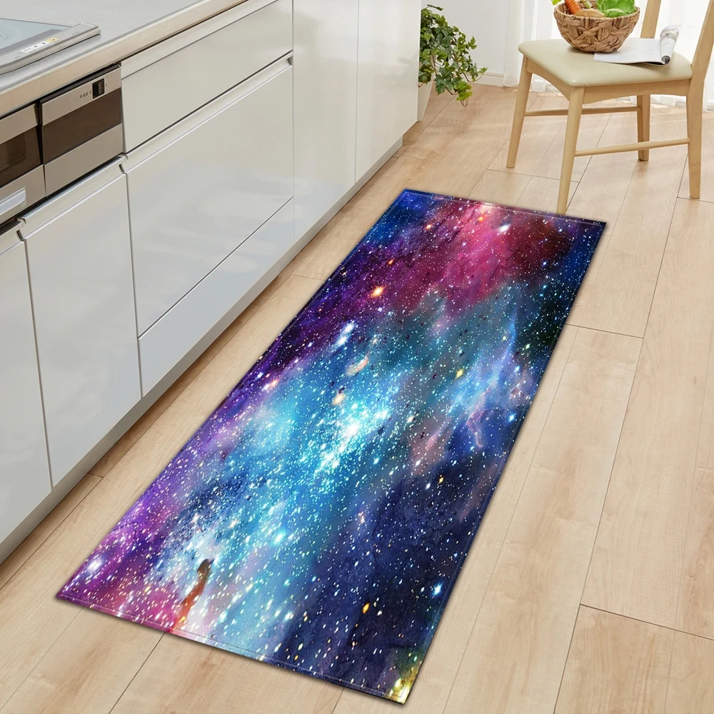 Kitchen Carpet Entrance Doormat Waterproof 3D Cosmic Starry Sky Pattern Home Bedroom Floor Mat Hallway Bathroom Anti-Slip Rugs | Дом и сад