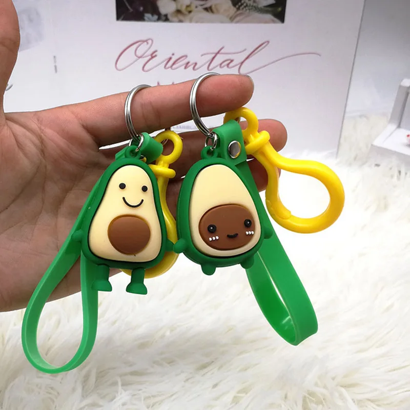 Милый авокадо брелок мультфильм лицо брелки Улыбка Брелок женские украшения для