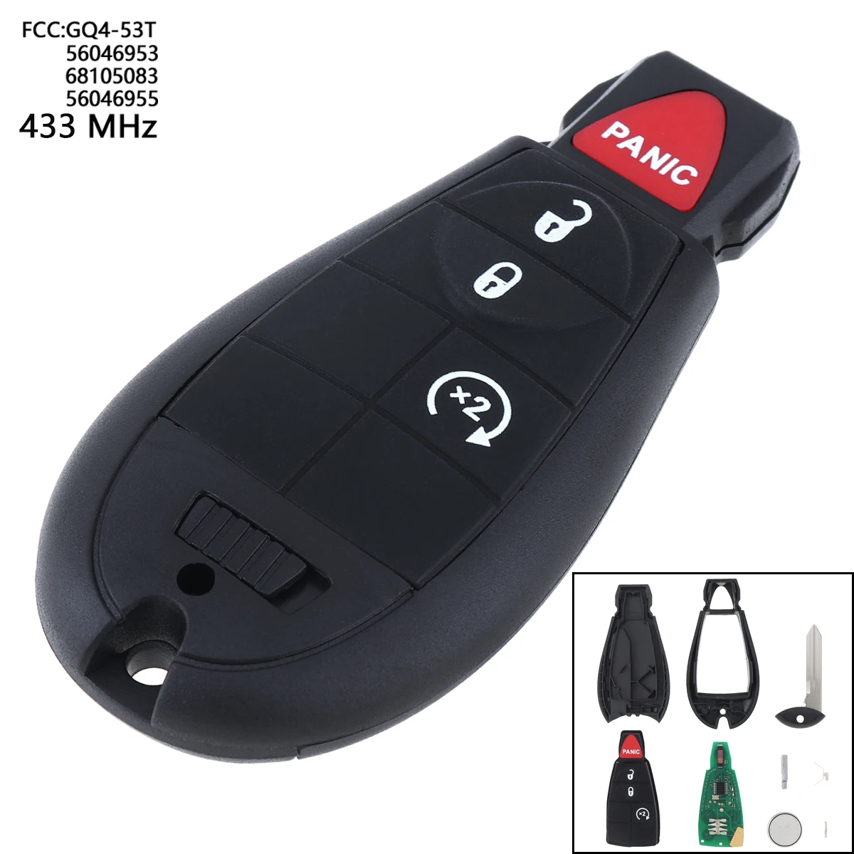 4 кнопки 433 МГц Брелок дистанционного ключа без с чипом ID46 GQ4 53T /56046953/68105083/56046955