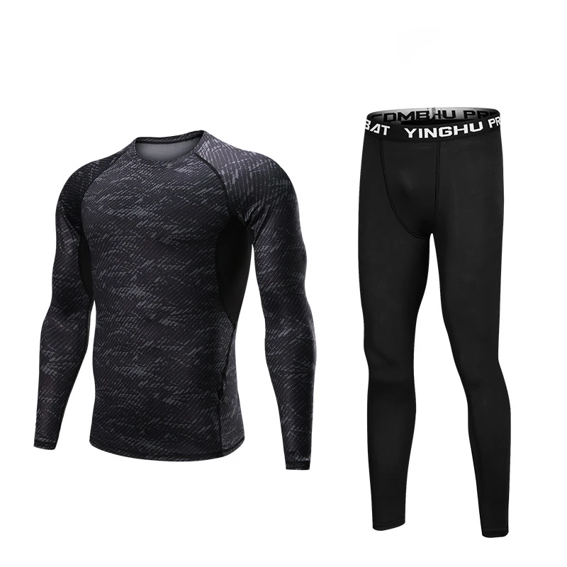 Longtrousers Плюс размер 4XL мужские спортивные костюмы одежда для тренировок дышащий спортивный костюм компрессионные рубашки спортивная одежда для фитнеса спортзала спортивный комплект - Цвет: Longtrousers