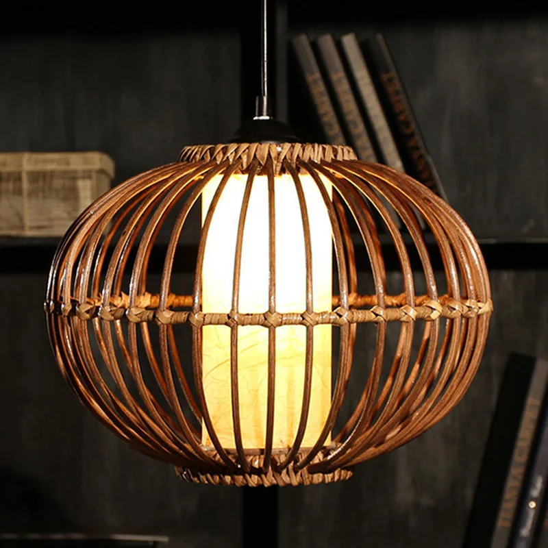 

Handmade Pedant Lamps Rattan Ceiling Light Suspension lamp Fixture modern For living room study dining room Lampshade