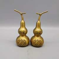 collectable chinese good luck make a fortune a pair of brass gourd statues metal crafts home decoration