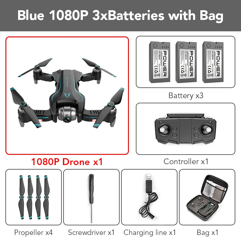 Blue1080p 3B withBag FUNSKY S20 wifi FPV с 4 K/1080 P HD камерой 18 минут время полета Интеллектуальный складной Радиоуправляемый Дрон Квадрокоптер - Цвет: Blue1080p 3B withBag