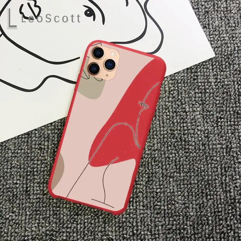 

Abstract line art sexy Phone Case Candy Color for iPhone 11 12 mini pro XS MAX 8 7 6 6S Plus X 5S SE 2020 XR