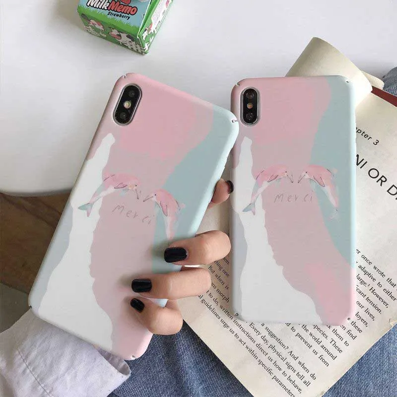 Милые Розовые дельфины Твердые чехлы из PC для huawei P20 P30 lite Nova 3 3i 4 5 5i Honor 8X 9X 7X 7C 9 10 lite 20 V20 Y7Prime Y9